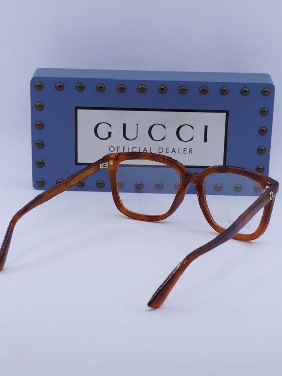 Gucci GG1319O 002 Square Eyeglasses – Blonde Havana 53mm